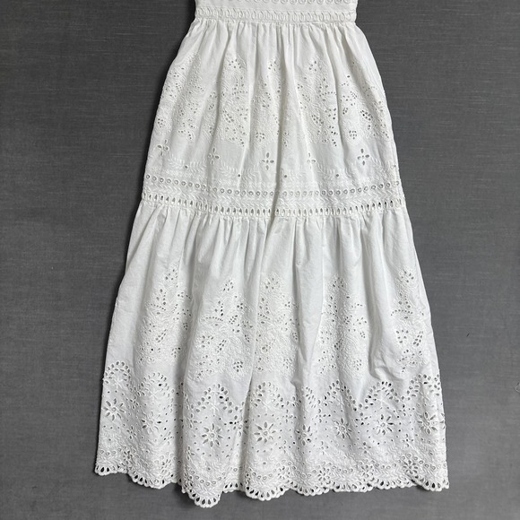 Intermix Dress 00 White Eyelet Lace Midi Cotton V Neck Boho Summer Sundress - Picture 9 of 13